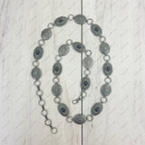 BLT1750-BLUE                   Silver metal with blue turquoise stone chain belt