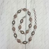 BLT1750-BLUE                   Silver metal with blue turquoise stone chain belt