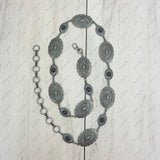 BLT1950-BLUE                   Silver metal with blue turquoise stone chain belt