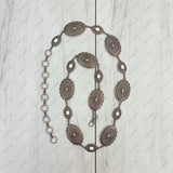 BLT1950-BLUE                   Silver metal with blue turquoise stone chain belt