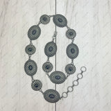 BLT21-BLUE                   Silver metal with blue turquoise stone chain belt