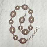 BLT21-BLUE                   Silver metal with blue turquoise stone chain belt