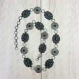 BLT22-BLUE                   Silver metal with blue turquoise stone chain belt