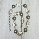 BLT22-BLUE                   Silver metal with blue turquoise stone chain belt