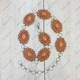 BLT220120-01-BLUE          31 Inches silver with blue turquoise stone conchos belt