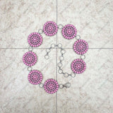 BLT220120-02-HOT PINK         27 inches silver metal with hot pink stone concho belt