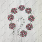 BLT220120-02-BLUE         27 inches silver metal with blue turquoise stone concho belt