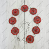 BLT220120-02-BLUE         27 inches silver metal with blue turquoise stone concho belt