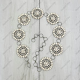 BLT220120-02-BLUE         27 inches silver metal with blue turquoise stone concho belt