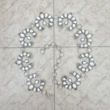 BLT220120-03-BLUE     31 inches silver metal with blue turquoise stone squash blossom link chain belt