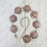 BLT220120- 05-COPPER       29 Inches long copper metal buffalo circle adjustable chain belt