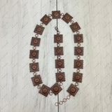 BLT220630-02-SILVER        38 Inches long square silver metal with flower conchos adjustable chain belt