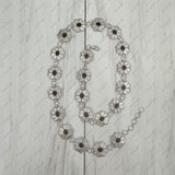 BLT220630-04-BLUE       38 inches silver metal with blue turquoise stone cross link chain belt