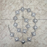 BLT220630-05-BLUE       40 inches silver metal with blue turquoise stone square link chain belt