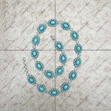 BLT220630-06-BLUE        39 Inches long blue turquoise stone conchos adjustable chain belt