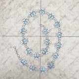 BLT230225-01-BLUE      39 Inches long silver metal with blue turquoise stone eagles adjustable chain belt