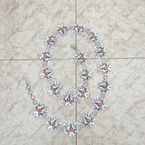 BLT230225-01-BLUE      39 Inches long silver metal with blue turquoise stone eagles adjustable chain belt