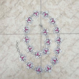 BLT230225-01-BLUE      39 Inches long silver metal with blue turquoise stone eagles adjustable chain belt