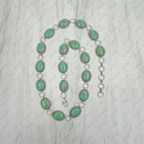 BLT241130-01-GREEN        42 Inches silver metal with green oval stone chain belts