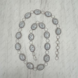 BLT241130-01-MUTI           Silver metal with white oval stone chain belt