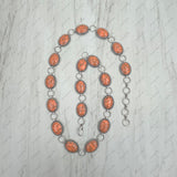 BLT241130-01-ORANGE        42 Inches silver metal with orange oval stone chain belts
