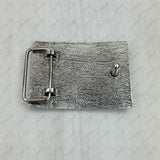 BLT250120-06                  Silver metal with blue turquoise stone Rectangle Belt Buckle