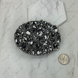 BLT250120-09                       Silver metal with blue and brown turquoise stone large oval Belt buckle