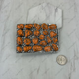 BLT250120-12                     Silver metal with blue and brown turquoise stone large rectangle Belt buckle
