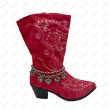 BOT0730-06           15 Inches long silver metal chain with metal heart boot chain