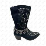 BOT130101-67                              15 Inches long silver metal chain with metal heart boot chain