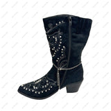 BOT130702-04        14 Inches long silver metal chain with metal cross boot chain