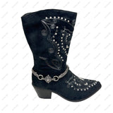 BOT150103-02      16 Inches long silver metal chain boot chain