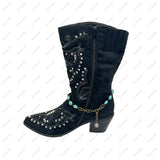 BOT150615-01     14 Inches long copper metal chain with blue turquoise stone boot chain