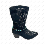 BOT150615-01     14 Inches long copper metal chain with blue turquoise stone boot chain