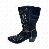 BOT151029-04-BRASS    15 Inches long brass metal with skull head boot chain