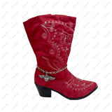 BOT151029-04-SILVER   15 Inches long silver metal with skull head boot chain