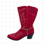 BOT151029-04-SILVER   15 Inches long silver metal with skull head boot chain