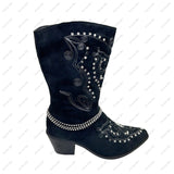 BOT160903-03            13 Inches long silver metal with clear crystal chain boot chain