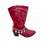 BOT180331-01      15 Inches long silver metal chain with skull head boot chain