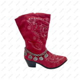 BOT180331-02       15 Inches long silver metal chain with Indian head boot chain