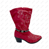 BOT191017-11       13 Inches black leather with blue turquoise stone and silver cactus boot chain