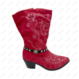 BOT191017-13         13 Inches black leather with blue turquoise stone and silver Indian head boot chain