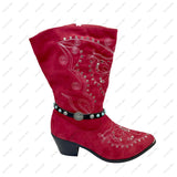 BOT191017-15         13 Inches black leather with blue turquoise stone and silver eagle boot chain