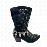 BOT230818-07                      15 Inches long silver metal chain with metal skull head boot chain