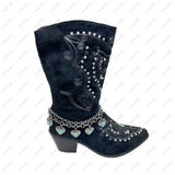 BOT230818-08                      15 Inches long silver metal chain with metal heart boot chain