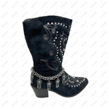 BOT230818-10                             15 Inches long silver metal chain with metal feather boot chain