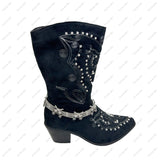 BOT230826-07              15 Inches long silver metal chain with metal gun boot chain