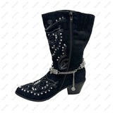 BOT230826-07              15 Inches long silver metal chain with metal gun boot chain