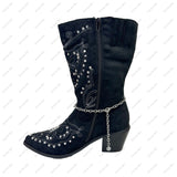 BOT230826-08            15 Inches long silver metal chain with skull head boot chain