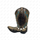 BOT230910-14-BLUE                   19'' Silver metal with blue rectangle turquoise stone Boot chain